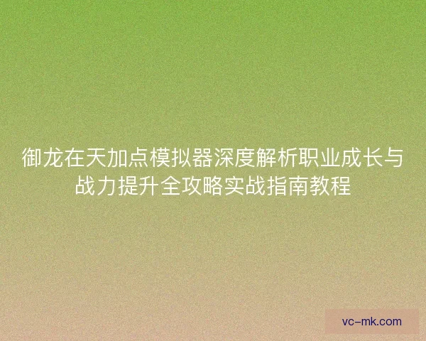 御龙在天加点模拟器深度解析职业成长与战力提升全攻略实战指南教程